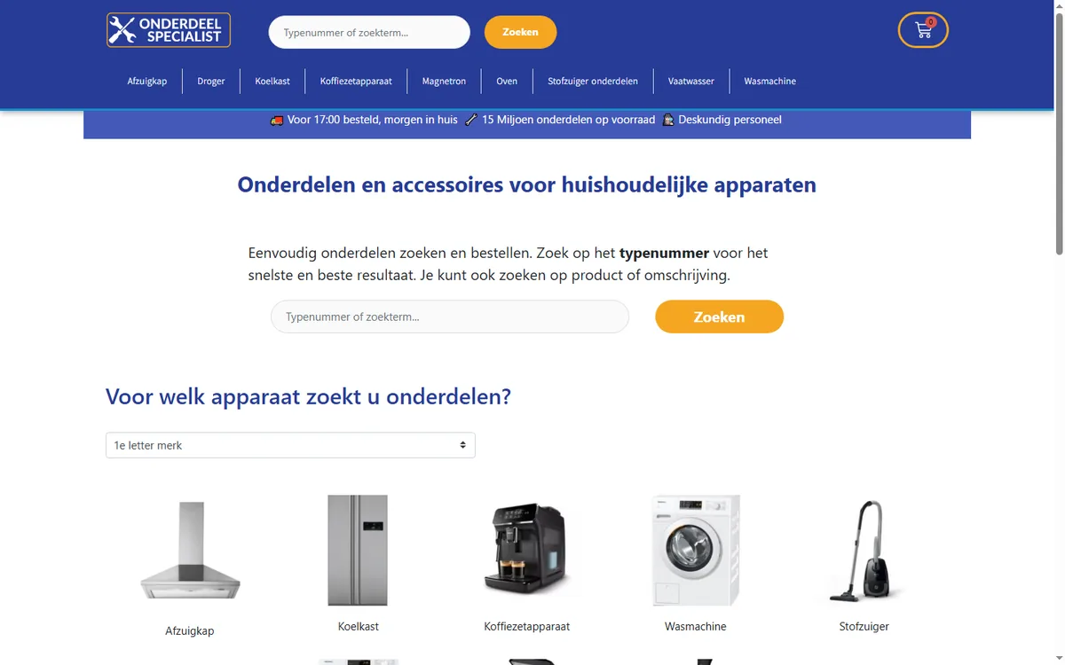 Onderdeelspecialist — Online Stores build by Softaculor